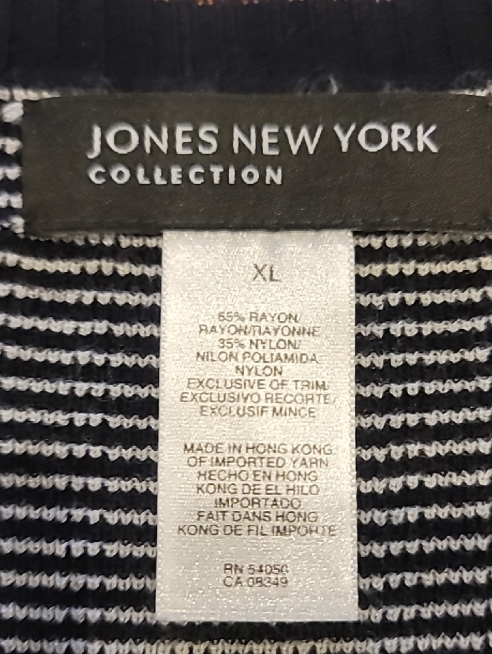 Jones New York Black and White Knit Long Cardigan - Picture 7 of 9